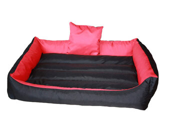 XXL Hondenbed van kunstleer - hondenkussen hondensofa kattenbed hondenkorf - waterdicht - Rood / Zwart