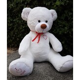 Grote witte knuffelbeer teddybeer met i love you tekst 190cm!
