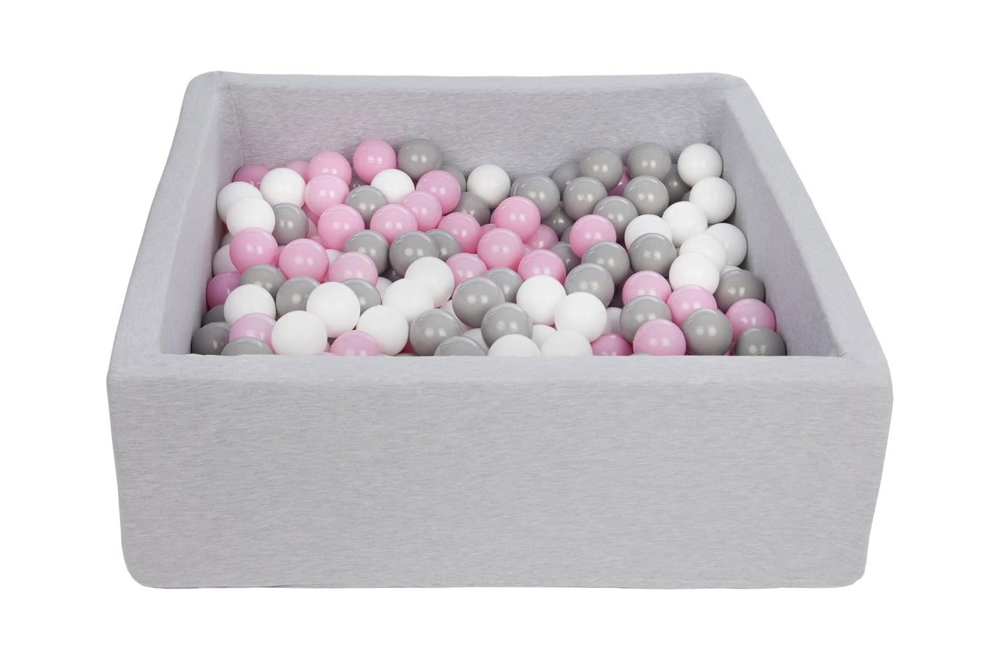 Ballenbak - stevige ballenbad - 90x90 cm - 150 ballen Ø 7 cm - wit, roze, grijs.