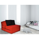 Luxe logeermatras - rood - camping matras - reismatras - opvouwbaar matras - 200 x 70 x 15 - met zwarte kussens