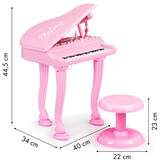 Kinder piano - 40x34x44,5 cm - met microfoon - roze