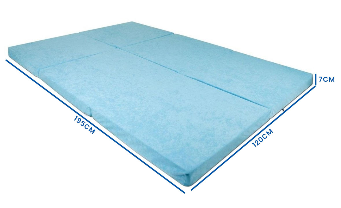 Opvouwbaar 2 persoons matras - Wasbare hoes - 195cm x 120cm x 7cm - Blauw