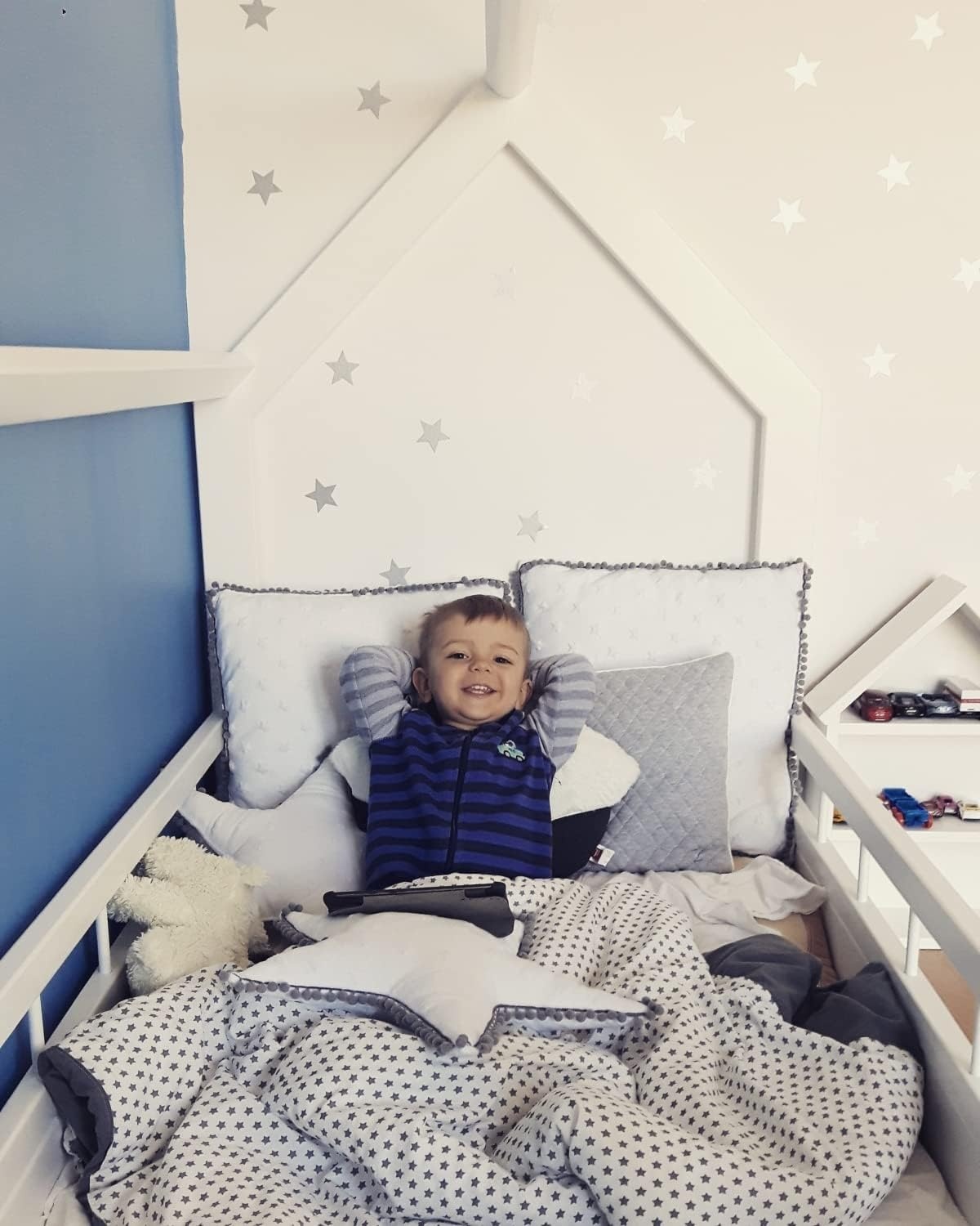 Houten kinderbed - wit - 160x80 cm - met barrière