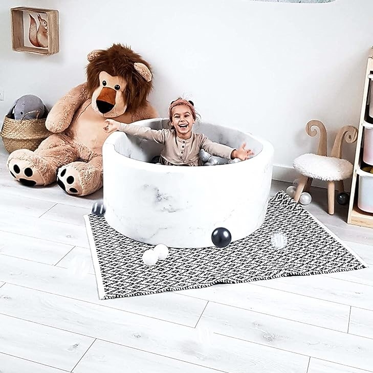 Ballenbak marmer met 200 rose goud, grijs en parelmoer ballen - 90 x 30 cm - rond