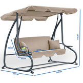 Schommelbank - 3-zits - beige - 230 x 127 x 172 cm