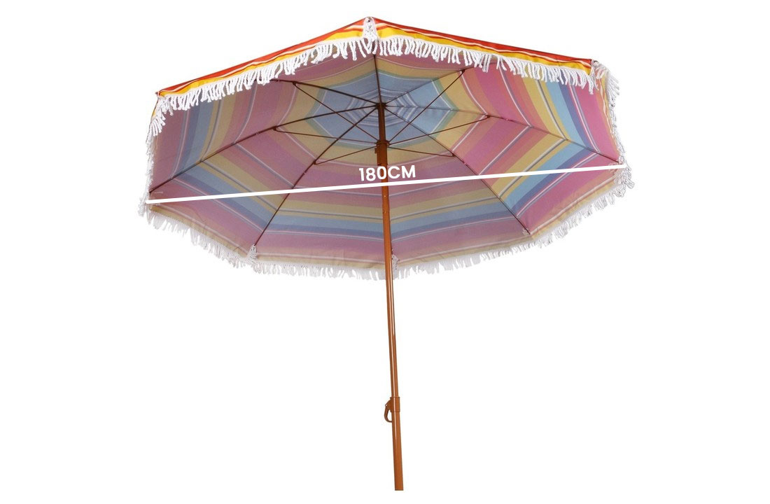 Parasol 180 cm - strandparasol met tas - multi kleur