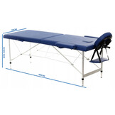 Massagetafel - inklapbaar - aluminium - 186 x 70 cm - blauw