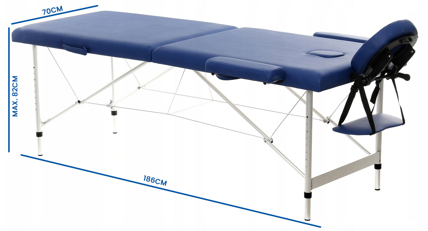 Massagetafel - inklapbaar - aluminium - 186 x 70 cm - blauw