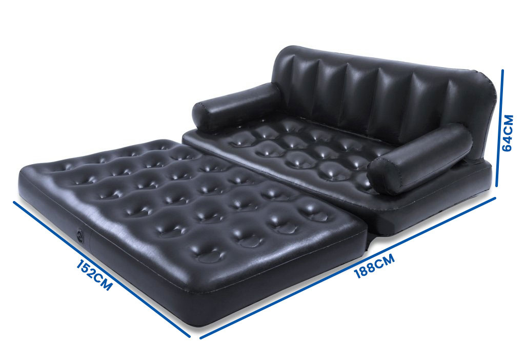 Bestway - opblaasbare bank - luchtbed - 188x152x64 cm - zwart