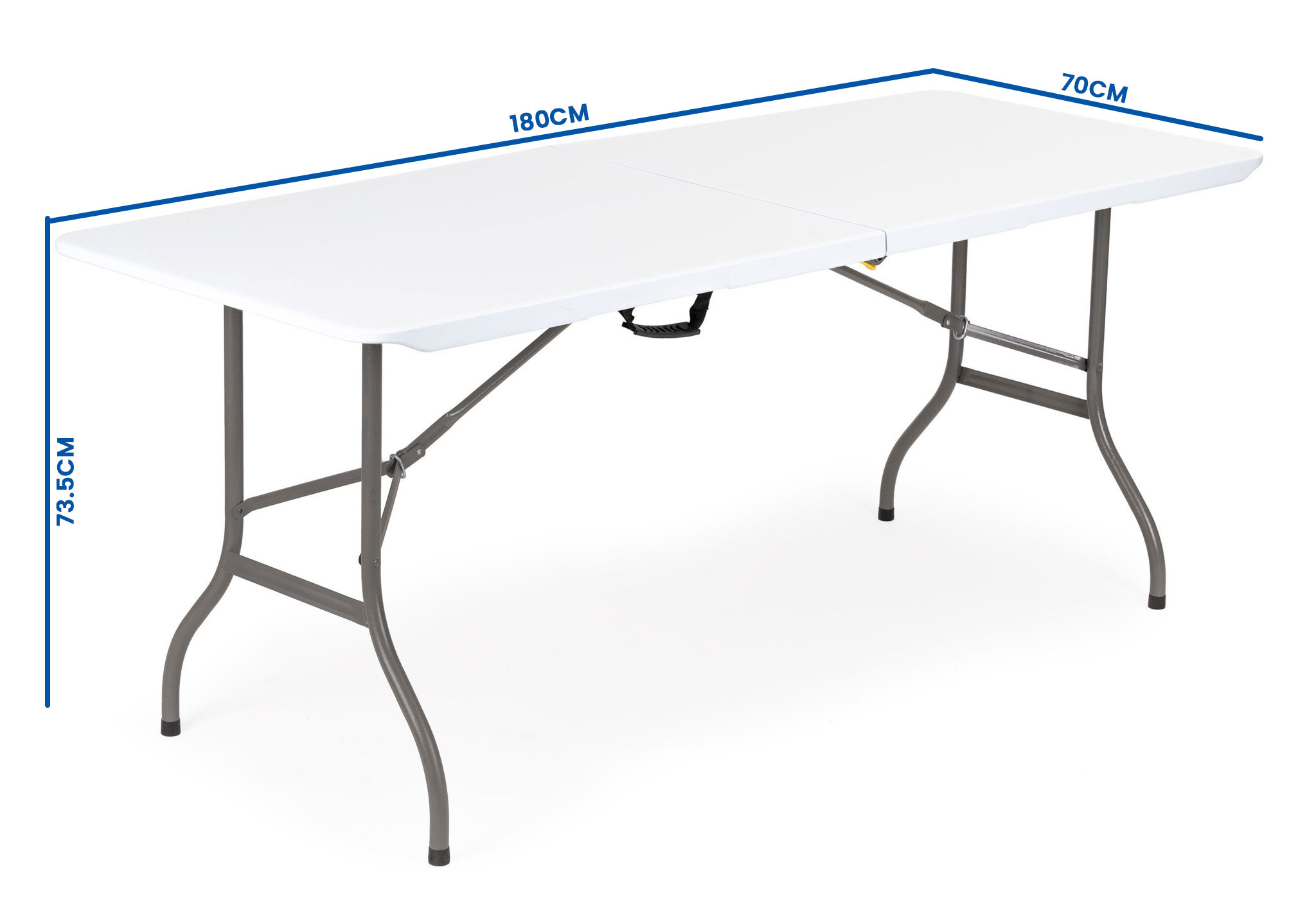Inklapbare tafel - wit - 180x70cm - metaal/hdpe - 13,5kg