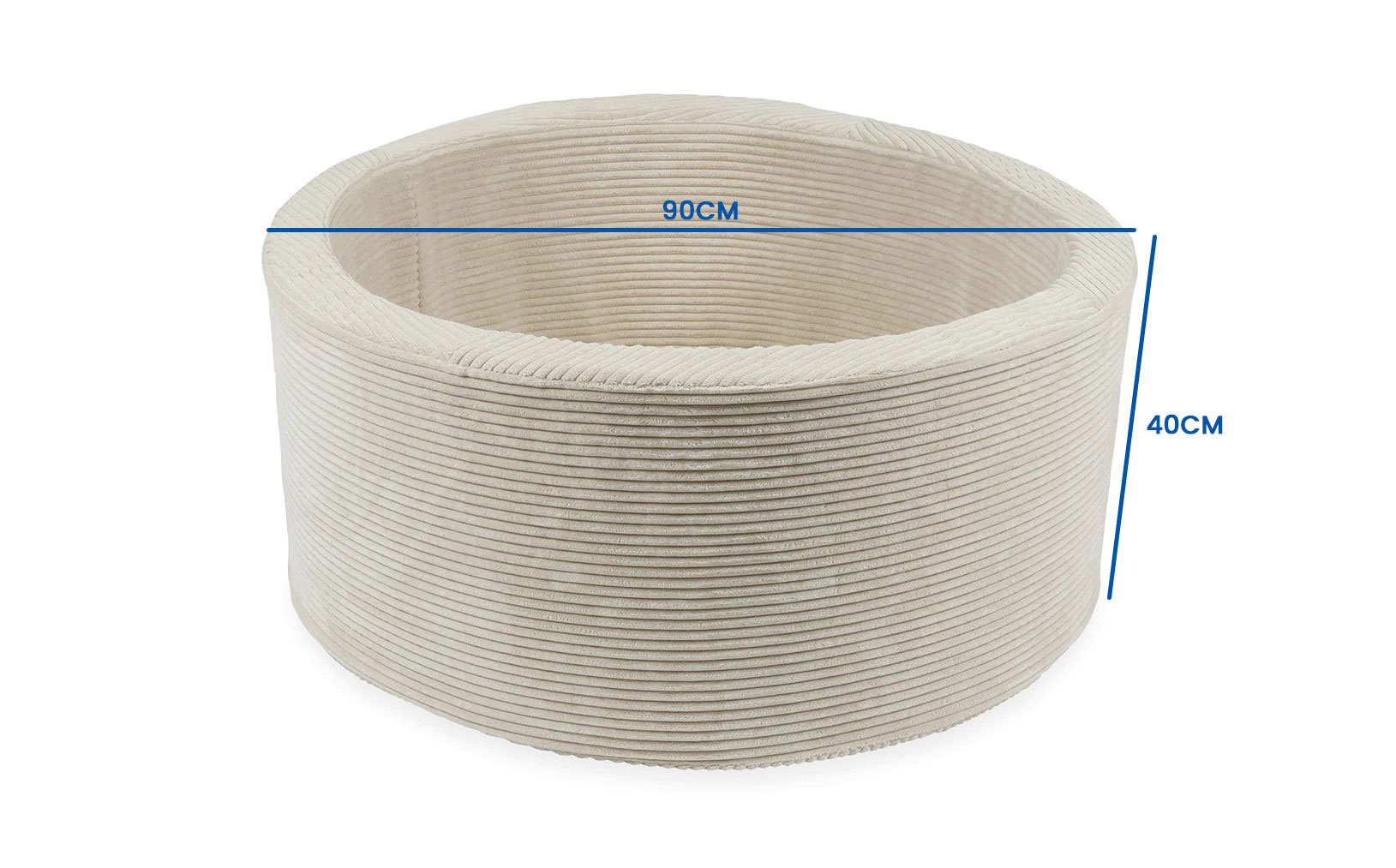 Ballenbak - beige ribstof - 90x40 cm - 300 ballen - wit, parelmoer, transparant