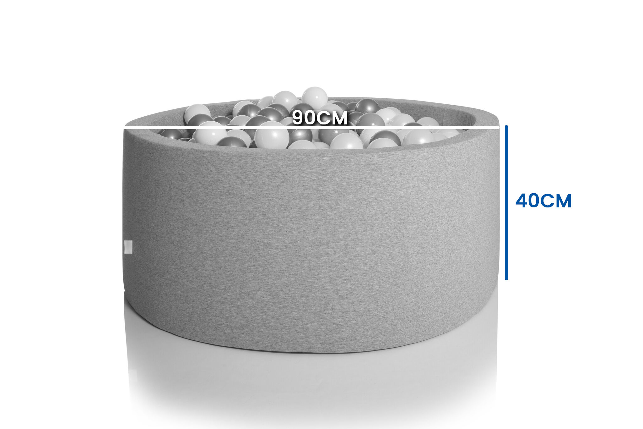 Ballenbak - rond - 90x40 cm - met 200 ballen - grijs, wit