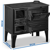 Houtfornuis - houtkachel - 8,7 kW tot 10,7 kW - energielabel A