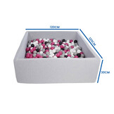 Ballenbak - stevige ballenbad - 120x120 cm - 600 ballen Ø 7 cm - wit, roze, grijs, zwart.