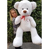 Grote witte knuffelbeer teddybeer met i love you tekst 190cm!
