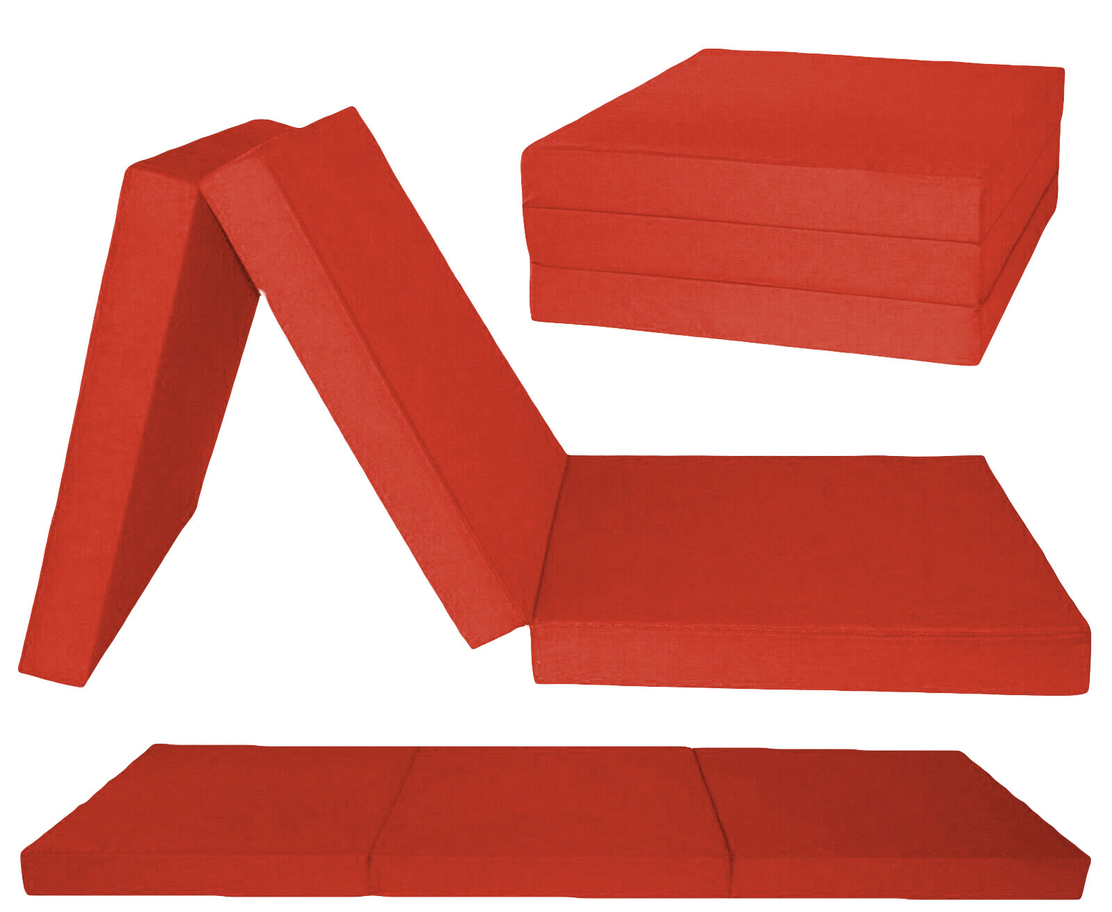 Logeermatras extra dik - rood - camping matras - reismatras - opvouwbaar matras - 195 x 70 x 15