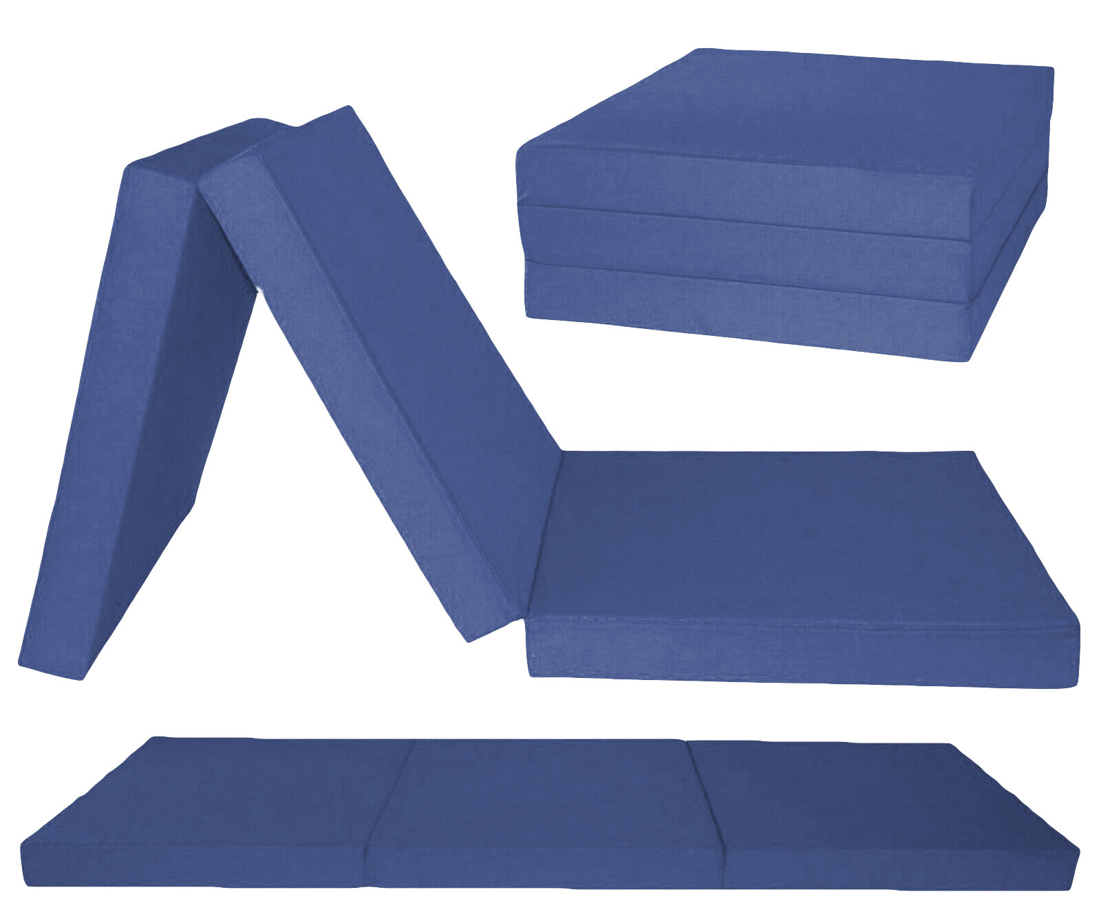 Logeermatras - navy blauw - camping matras - reismatras - opvouwbaar matras - 195 x 60 x 10