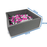 Ballenbak - 600 ballen - 110 x 110 cm - ballenbad - vierkant donker grijs