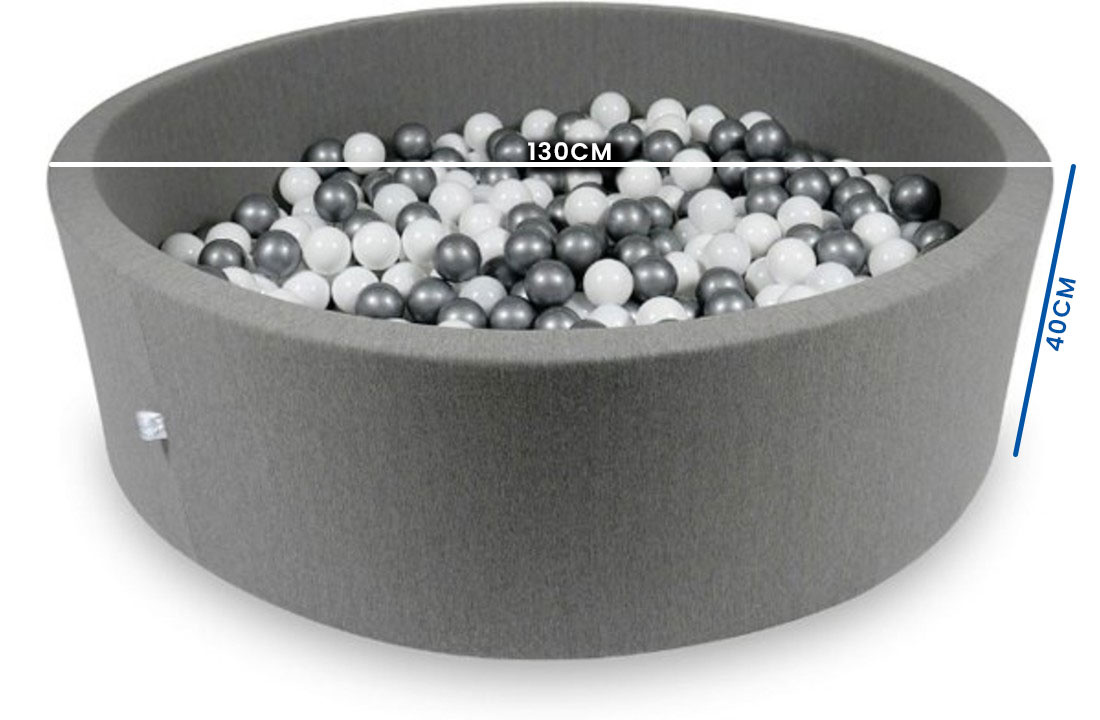 Ballenbak XXL - 700 ballen - 130 x 40 cm - ballenbad - rond donker grijs