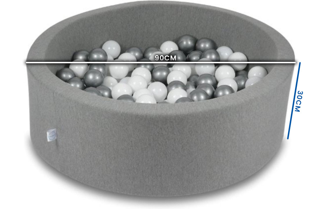 Ballenbak - 200 ballen - 90 x 30 cm - ballenbad - rond donker grijs