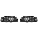 Koplampen dual halo rims geschikt voor BMW E39 09 95-06 03 ANGEL EYES H7/H7 ZWART