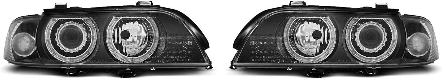 Koplampen dual halo rims BMW E39 09 95-06 03 ANGEL EYES H7/H7 ZWART