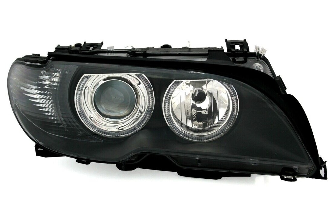 Koplampen dual halo rims geschikt voor BMW E46 04 03-06 COUPE CABRIO ANGEL EYES ZWART