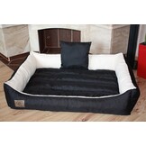 XXL Hondenbed van kunstleer - donkerbruin wit - hondenkussen hondensofa kattenbed hondenkorf - waterdicht
