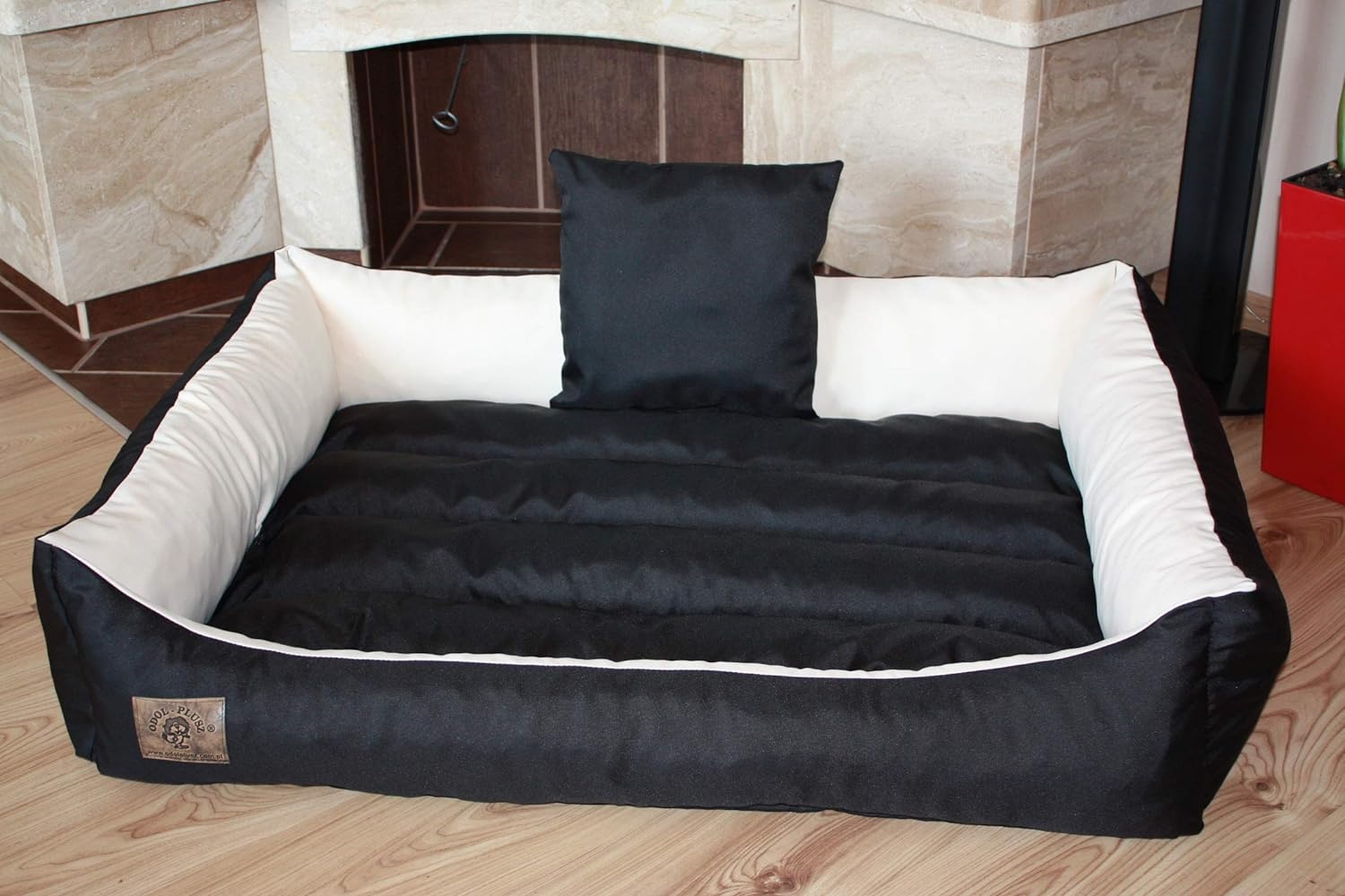 XXL Hondenbed van kunstleer - donkerbruin wit - hondenkussen hondensofa kattenbed hondenkorf - waterdicht