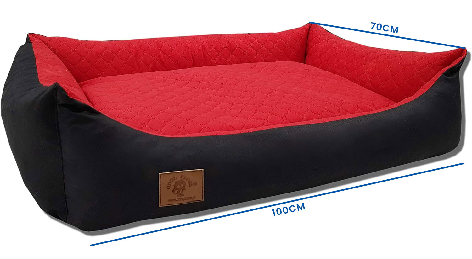 Hondenmand - 100 x 70 cm - wasbare hoes - waterdicht - hondenbed - kussen - rood / zwart