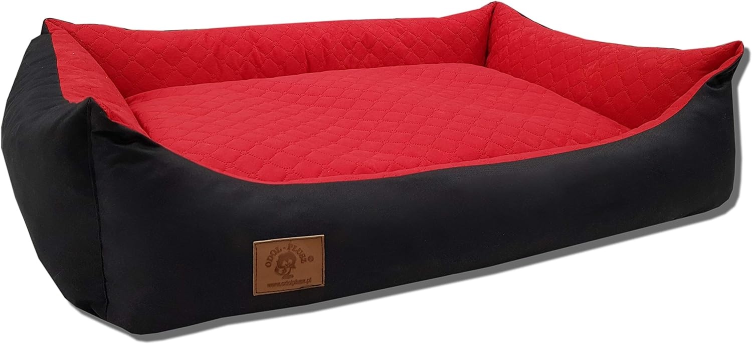 Hondenmand - 100 x 70 cm - wasbare hoes - waterdicht - hondenbed - kussen - rood / zwart