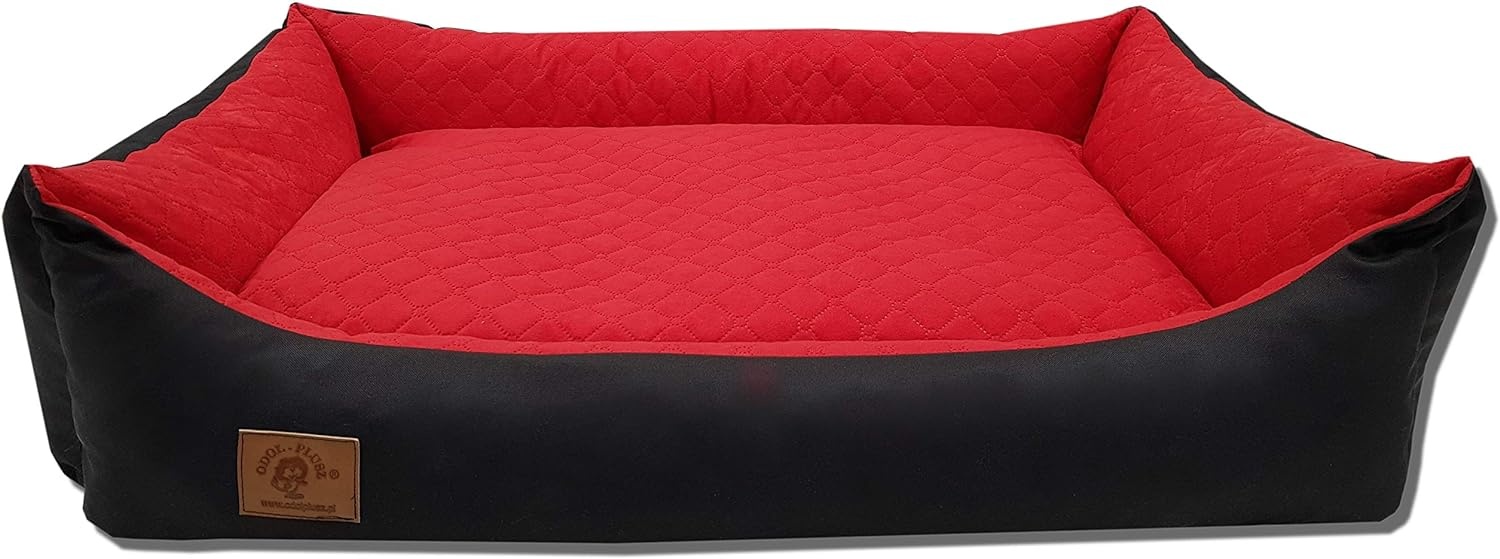Hondenmand - 100 x 70 cm - wasbare hoes - waterdicht - hondenbed - kussen - rood / zwart