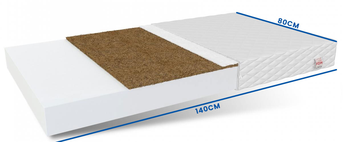 Kinder matras schuim matras 80x140cm met kokoslaag
