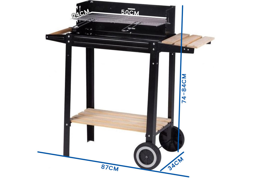 Barbecue - BBQ - met 1 werkplateau - met verstelbaar rooster