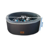 Ballenbak - stevige ballenbad - 90 x 30 cm - 200 ballen - wit, grijs, zwart en lichtblauw