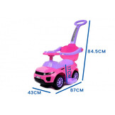 Loopauto met duwstang - roze - met uitvalbeveiliging