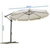 Zweefparasol XL - 350 cm - beige - opvouwbare tuinparasol