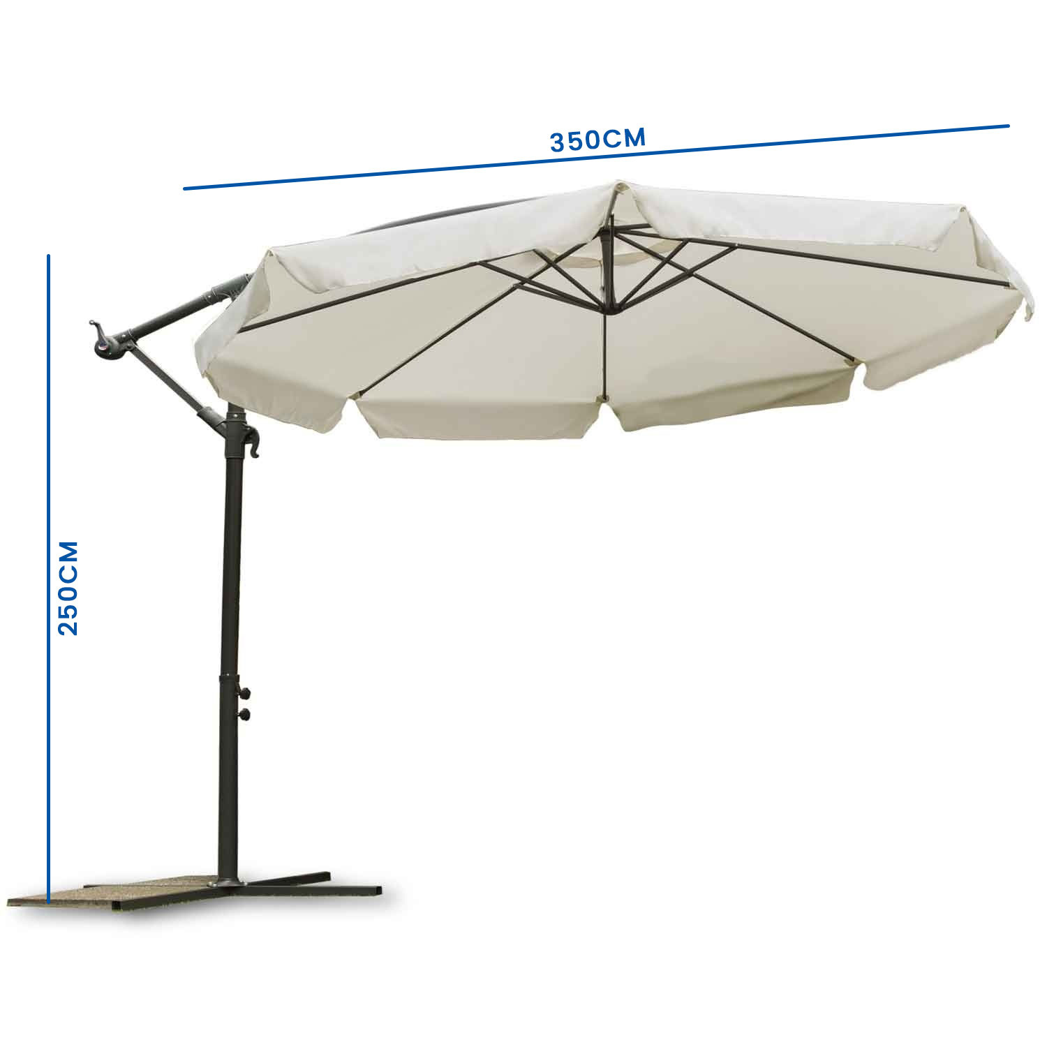 Zweefparasol XL - 350 cm - beige - opvouwbare tuinparasol