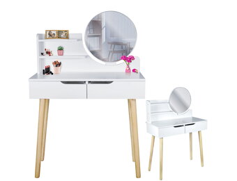 Make up tafel - kaptafel met spiegel - 80x40x122 cm - wit