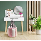 Make up tafel - kaptafel met spiegel - 80x40x122 cm - wit