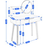 Make up tafel - kaptafel met spiegel - 80x40x122 cm - wit
