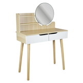 Make up tafel - kaptafel met spiegel - 80x40x122cm - wit beuken