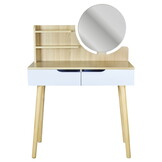 Make up tafel - kaptafel met spiegel - 80x40x122cm - wit beuken