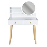 Make up tafel - kaptafel met spiegel - 80x40x122 cm - wit beige
