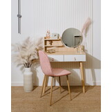 Make up tafel met spiegel - kaptafel - 80x40x122cm - beuken wit