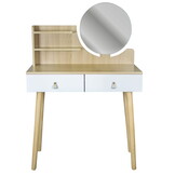 Make up tafel met spiegel - kaptafel - 80x40x122cm - beuken wit