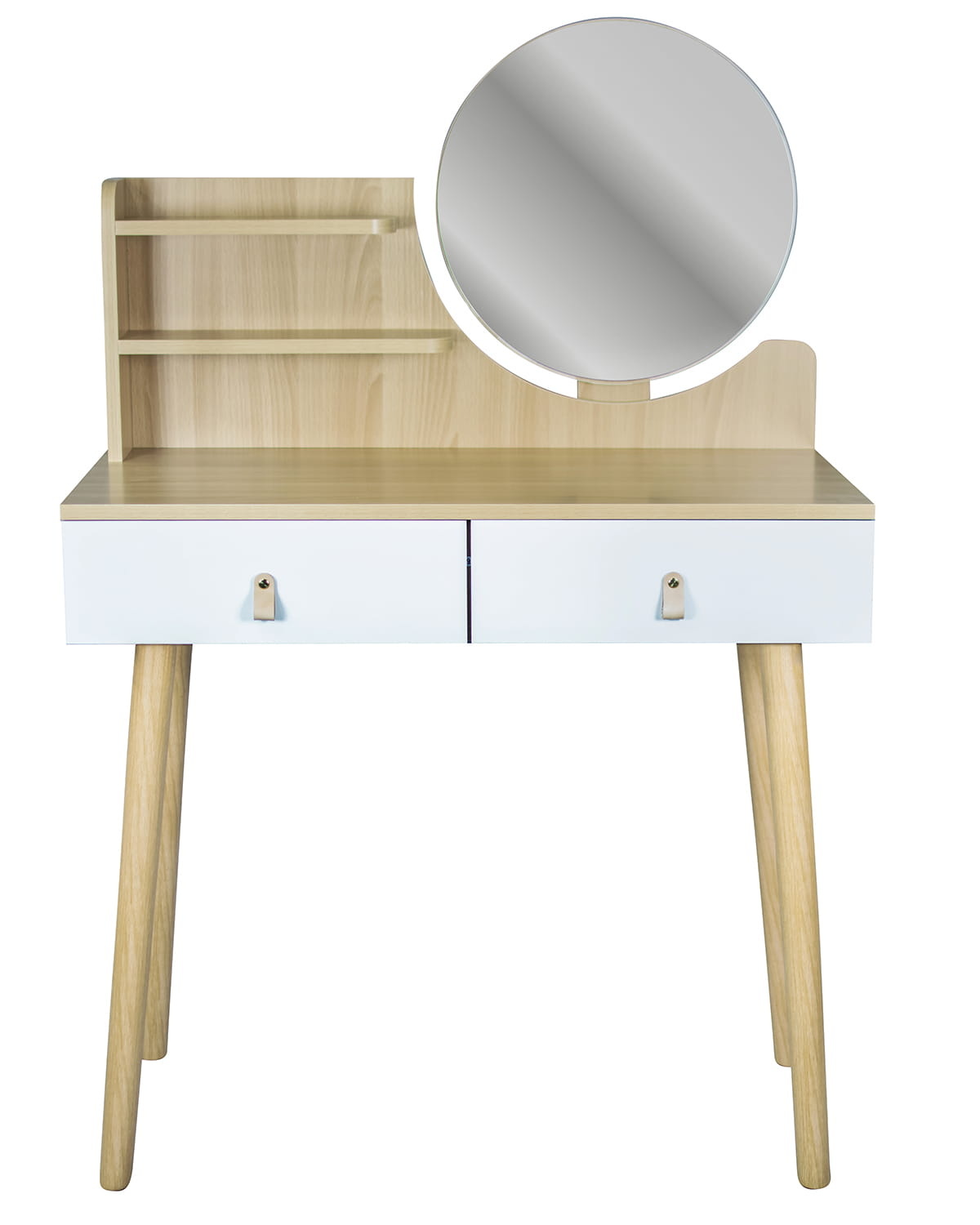 Make up tafel met spiegel - kaptafel - 80x40x122cm - beuken wit