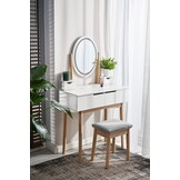 Make up tafel met spiegel - licht en krukje - 80x40x142cm - wit