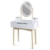 Make up tafel met spiegel - licht en krukje - 80x40x142cm - wit