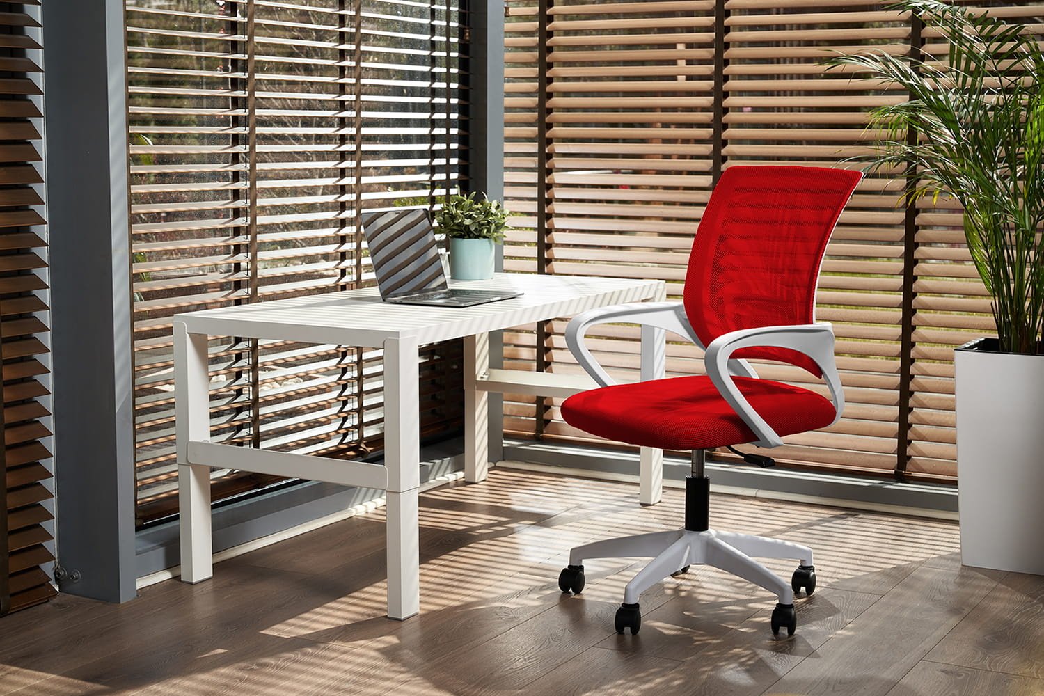 Ergonomische bureaustoel - SMART - verstelbaar - wit rood